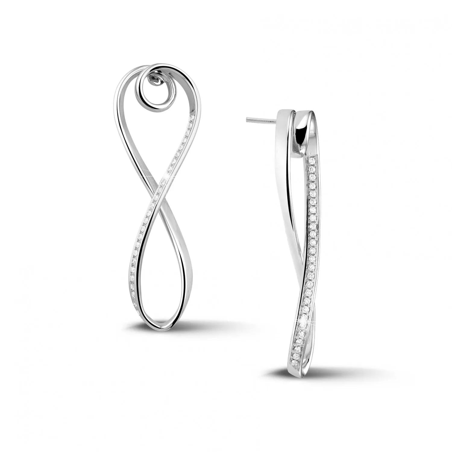 0.50 quilates pendientes diamantes diseño en oro blanco 