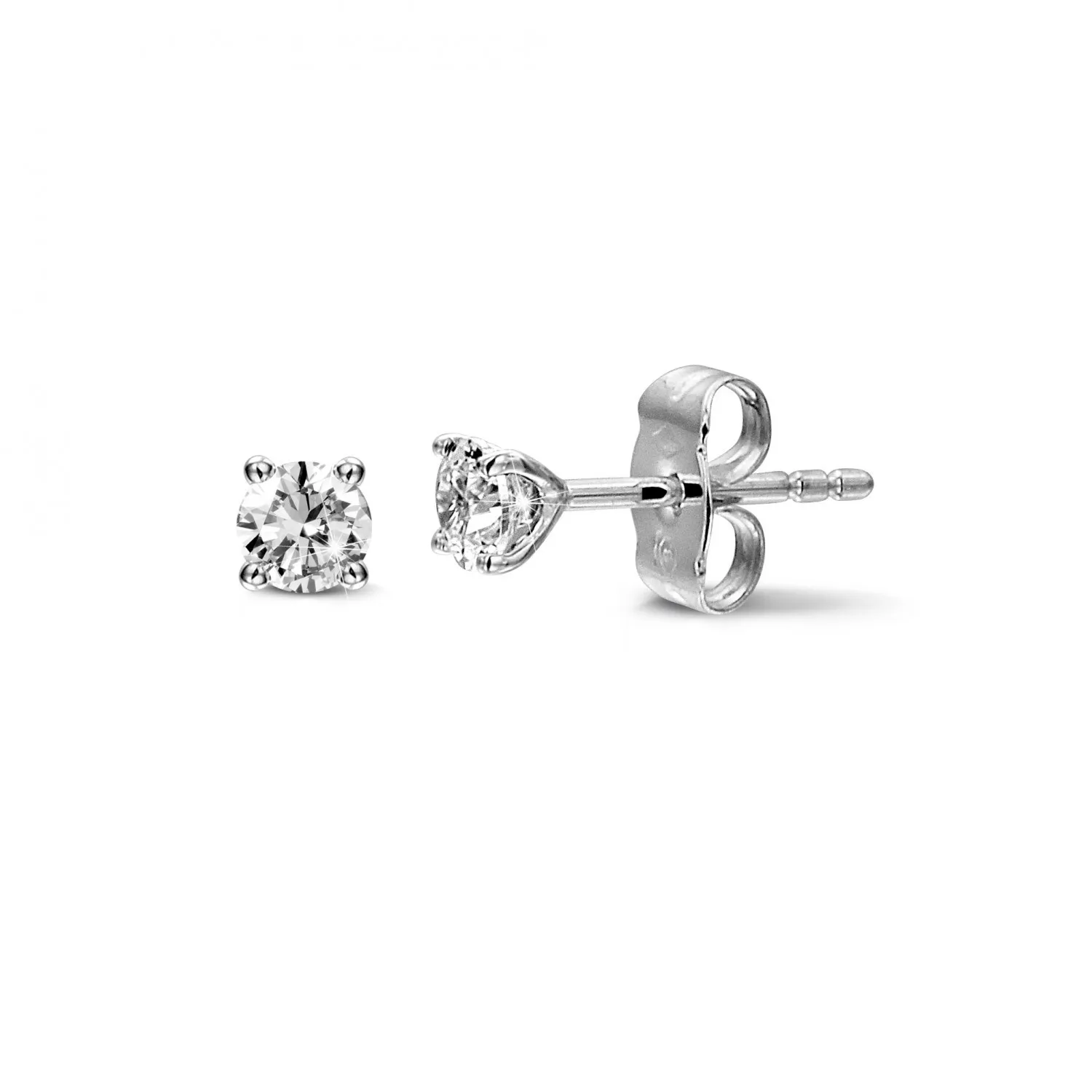0.60 quilates pendientes diamantes clásicos en oro blanco con cuatro garras 