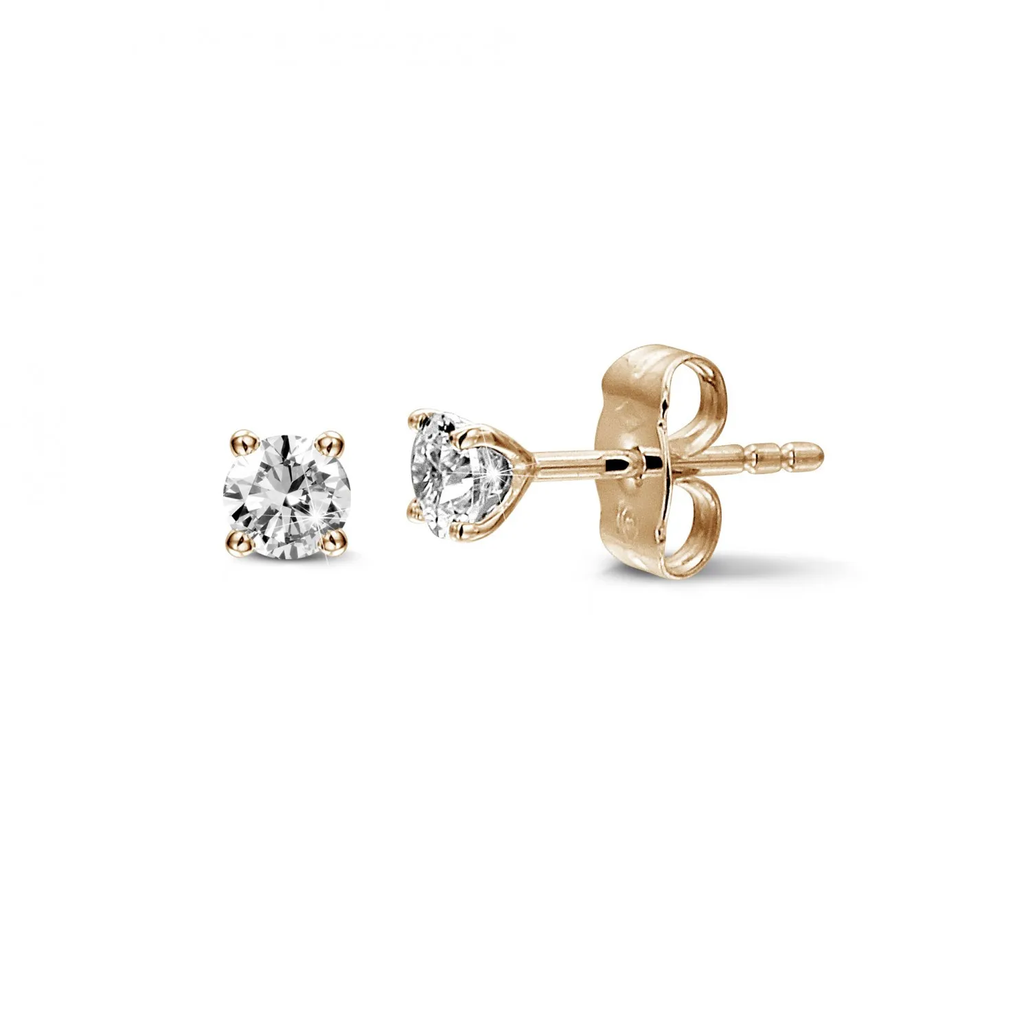 0.60 quilates pendientes diamantes clásicos en oro rojo con cuatro garras 