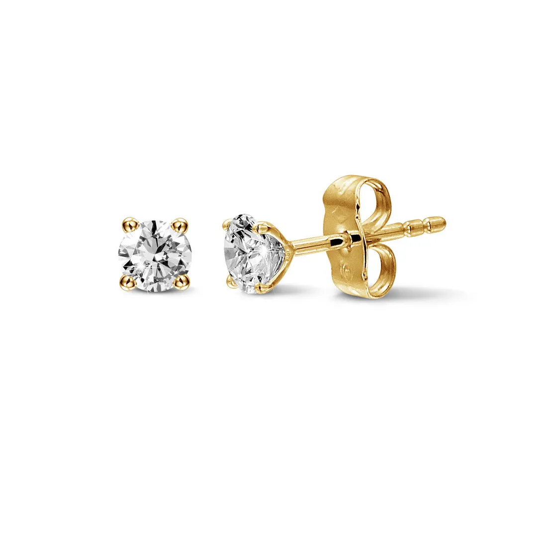 1.00 quilates pendientes diamantes clásicos en oro amarillo con cuatro garras 