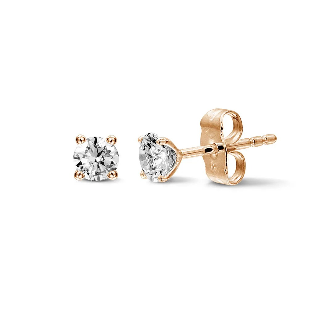 1.00 quilates pendientes diamantes clásicos en oro rojo con cuatro garras 