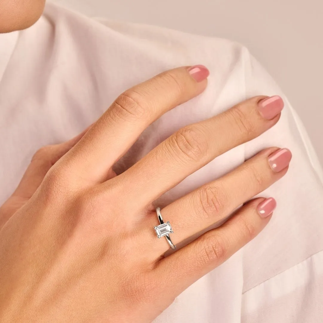 1.20 quilates anillo solitario con diamante talla esmeralda en oro amarillo 
