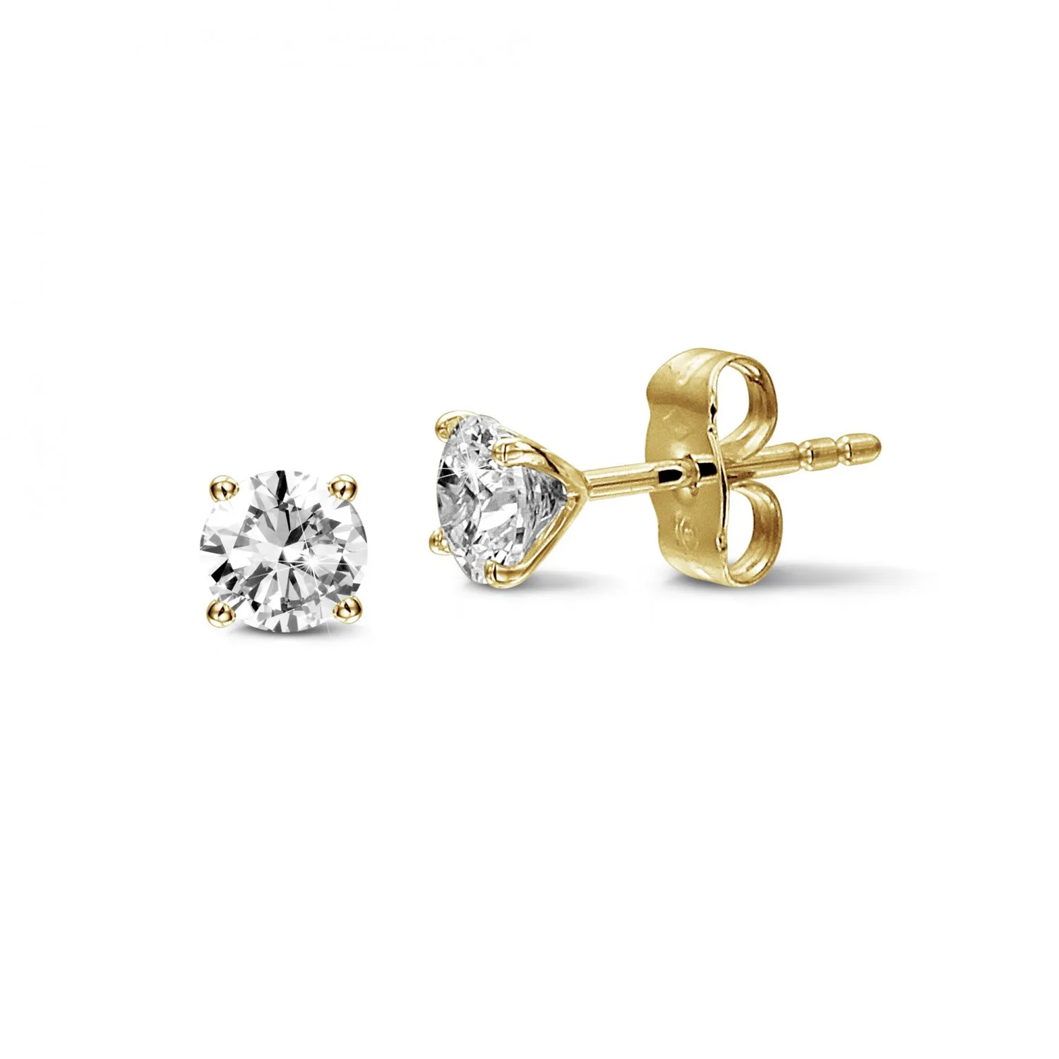1.50 quilates pendientes diamantes clásicos en oro amarillo con cuatro garras 
