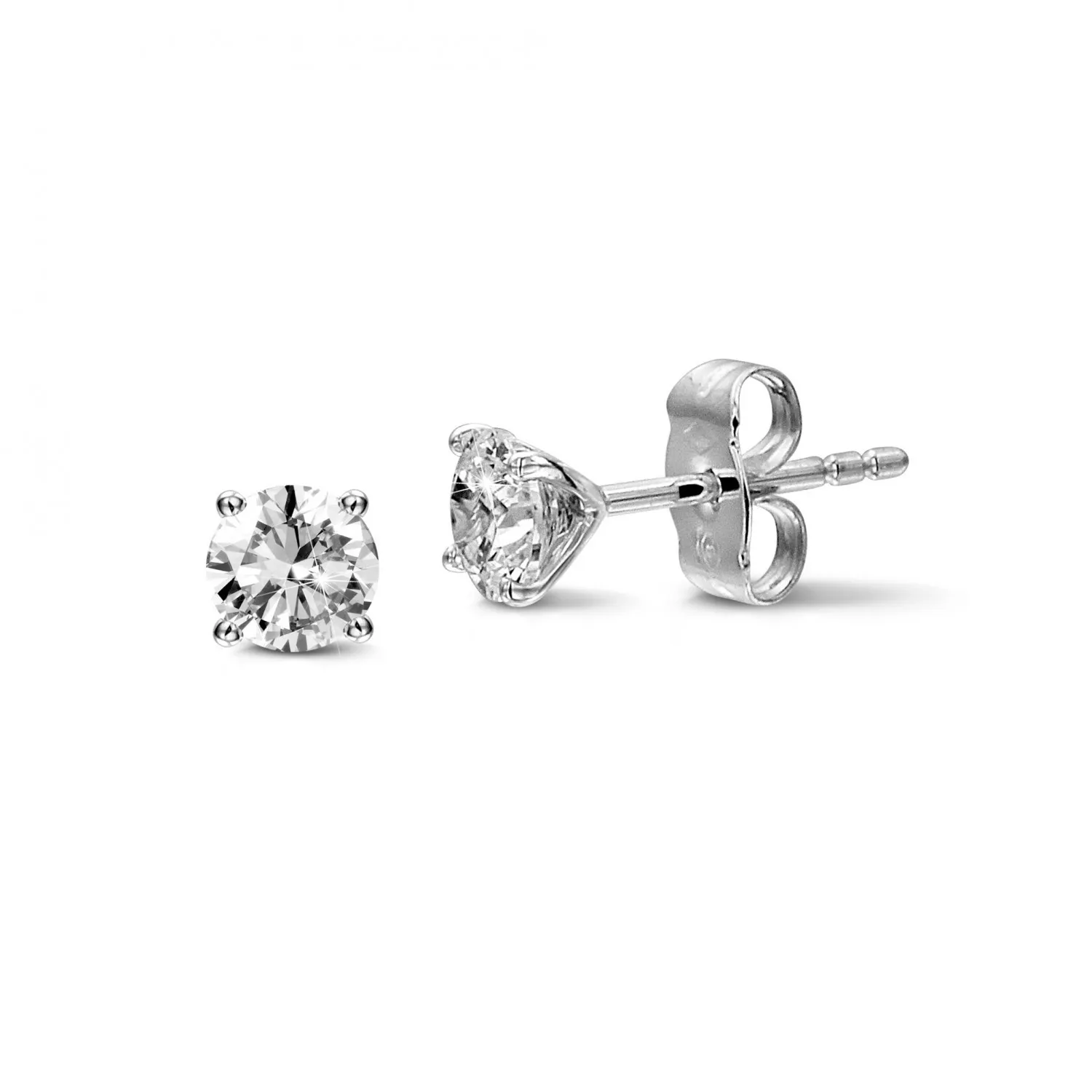 1.50 quilates pendientes diamantes clásicos en oro blanco con cuatro garras 