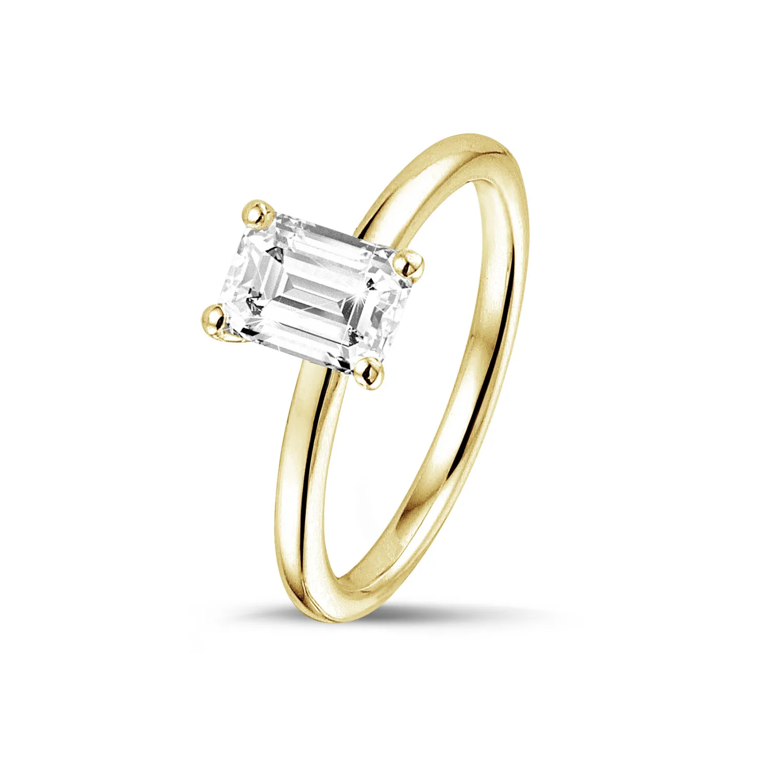 2.00 quilates anillo solitario con diamante talla esmeralda en oro amarillo 