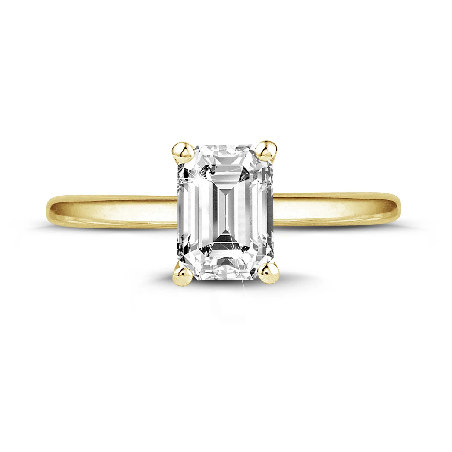2.00 quilates anillo solitario con diamante talla esmeralda en oro amarillo 