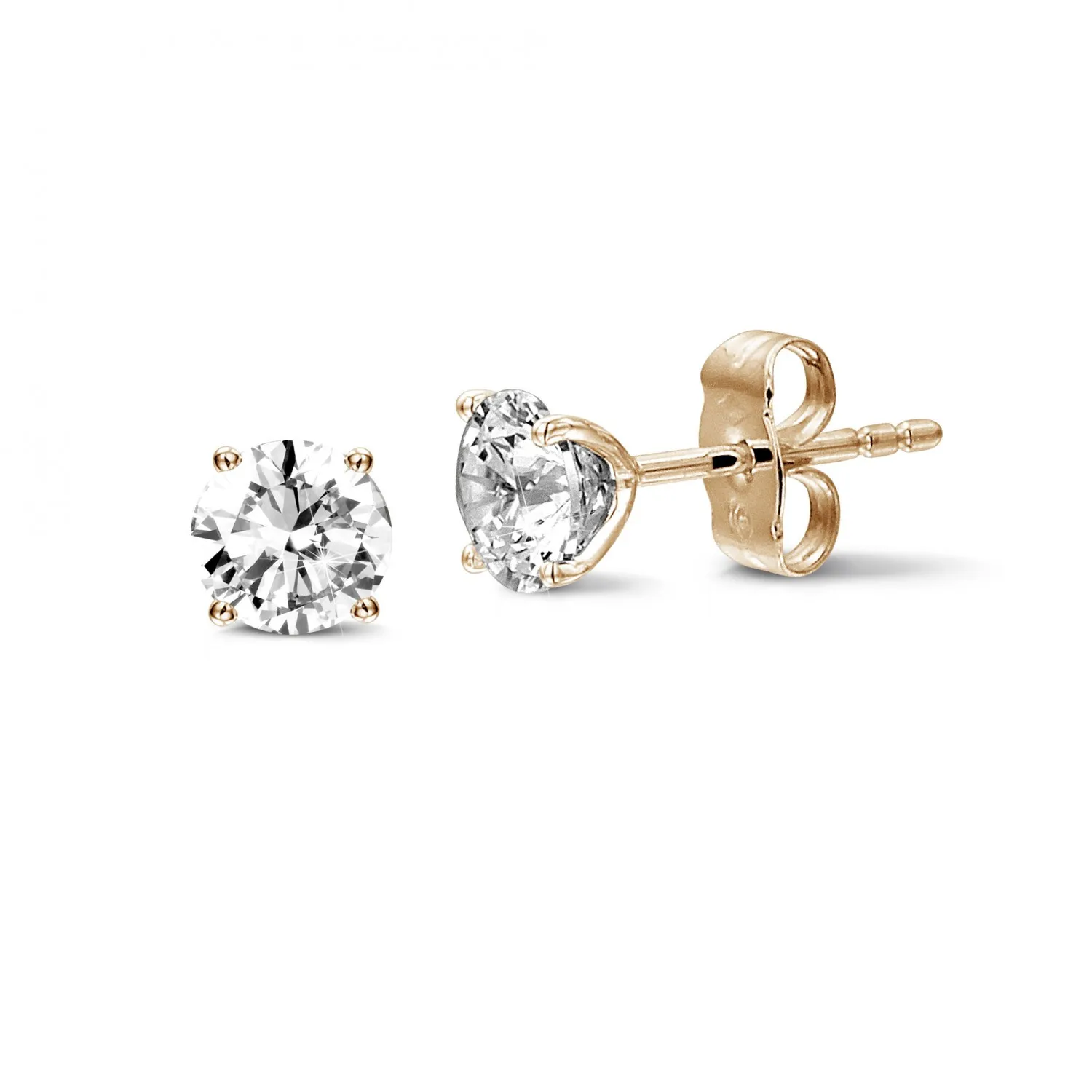 2.00 quilates pendientes diamantes clásicos en oro rojo con cuatro garras 