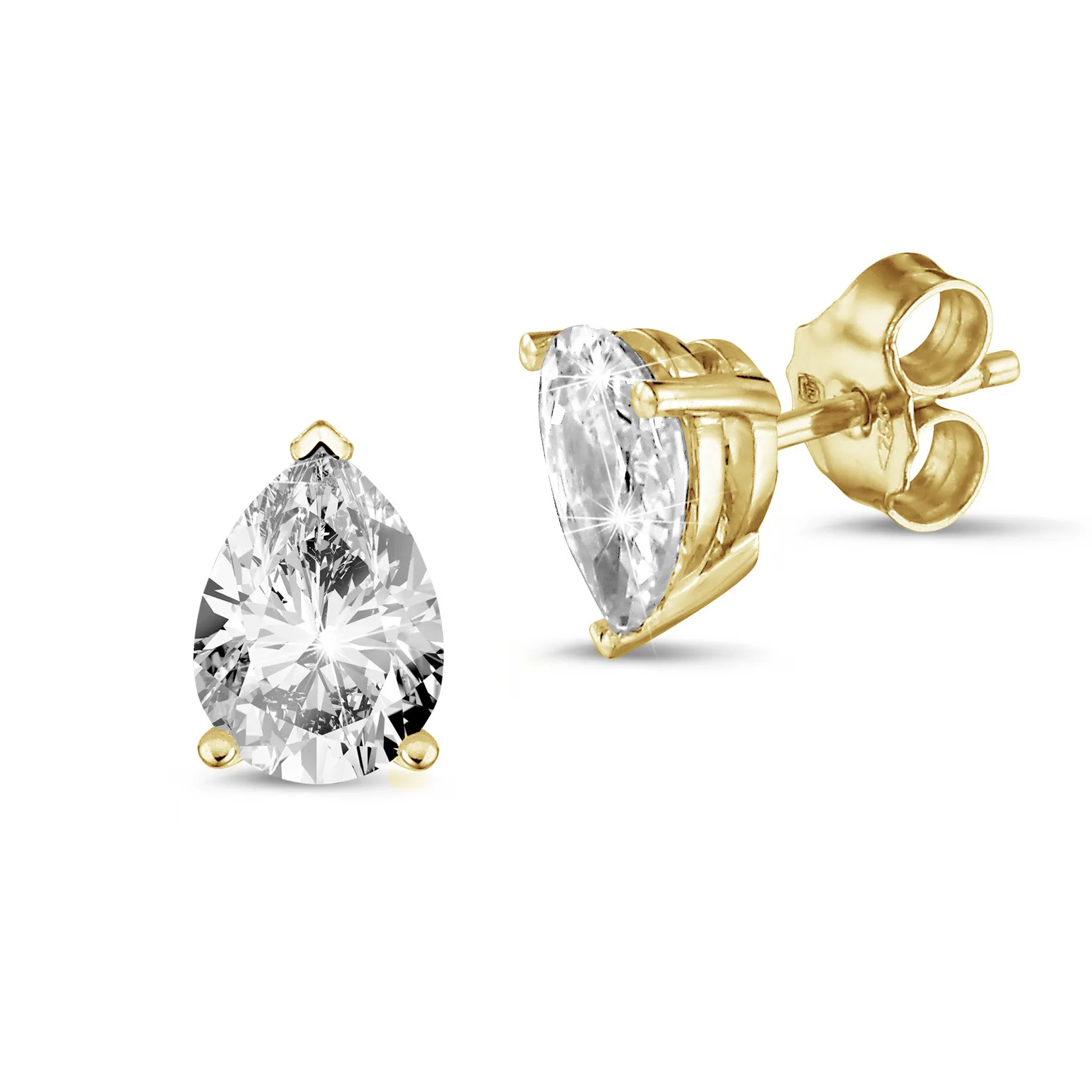 2.00 quilates pendientes solitario diamante talla pera en oro amarillo 