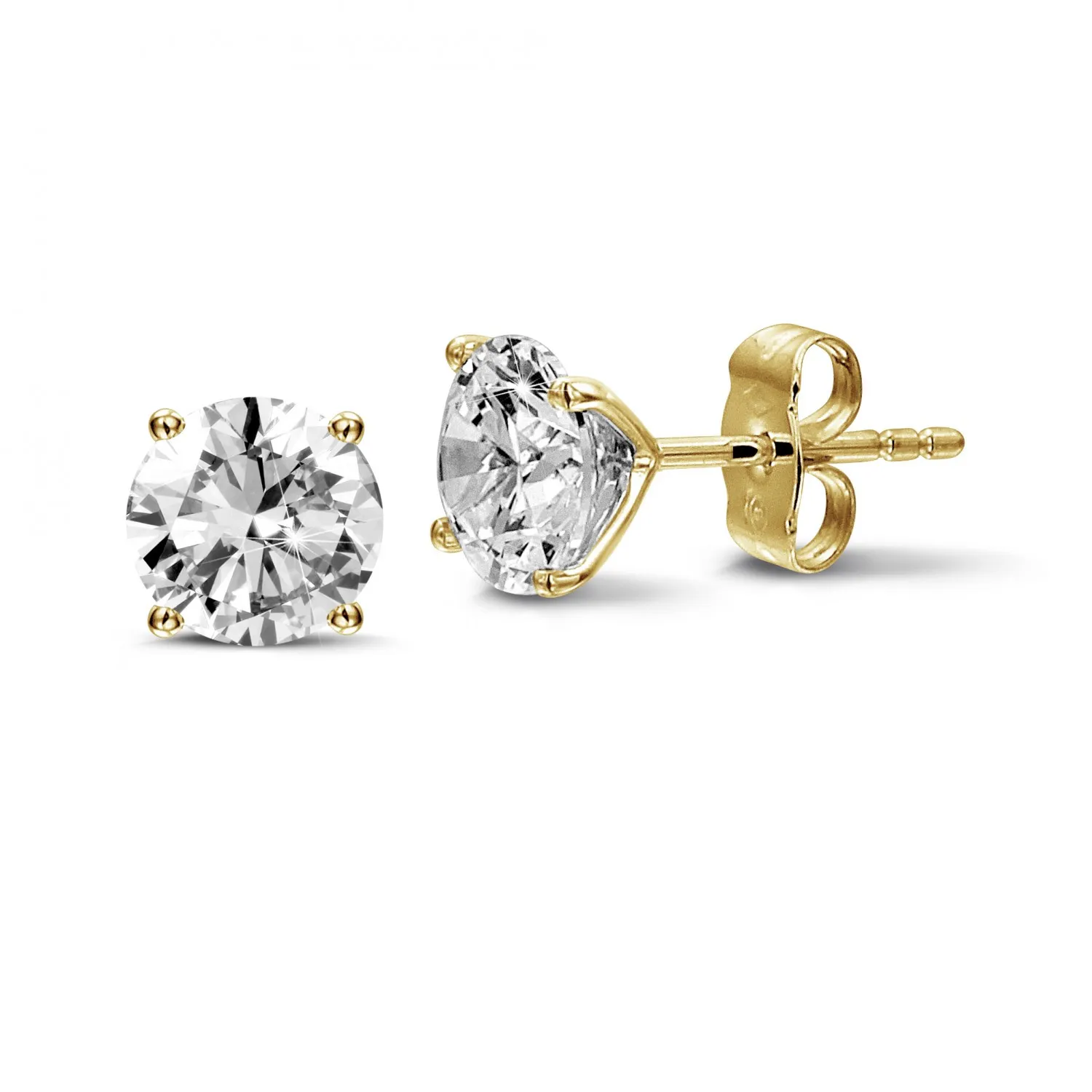 2.50 quilates pendientes diamantes clásicos en oro amarillo con cuatro garras 