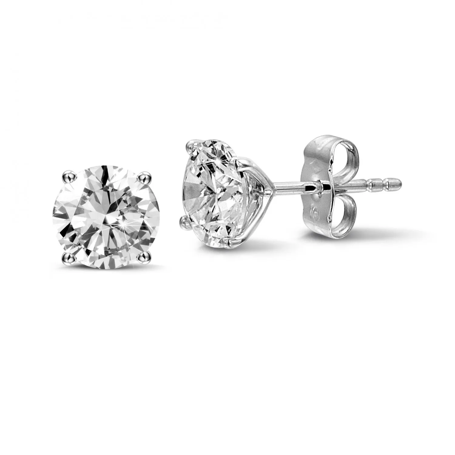 2.50 quilates pendientes diamantes clásicos en oro blanco con cuatro garras 