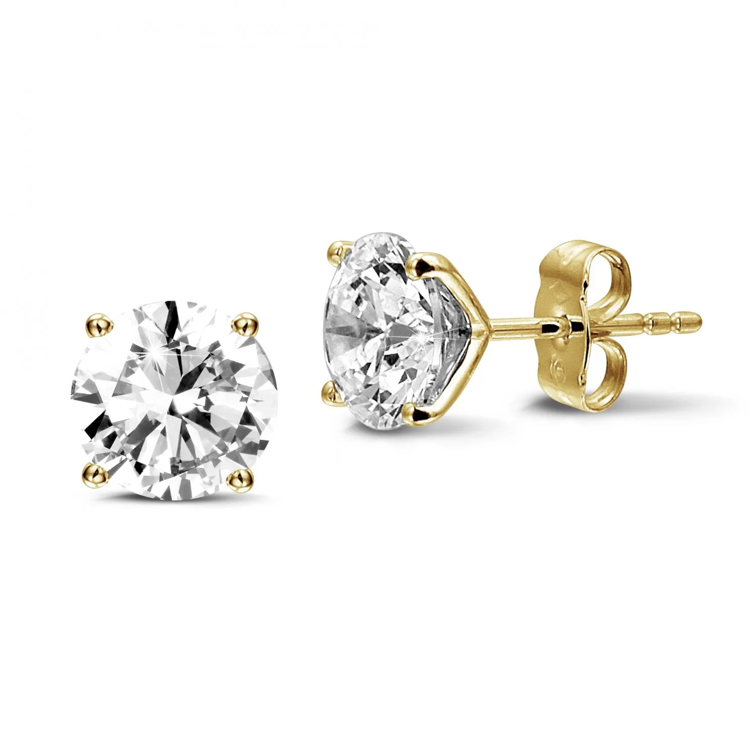 4.00 quilates pendientes diamantes clásicos en oro amarillo con cuatro garras 