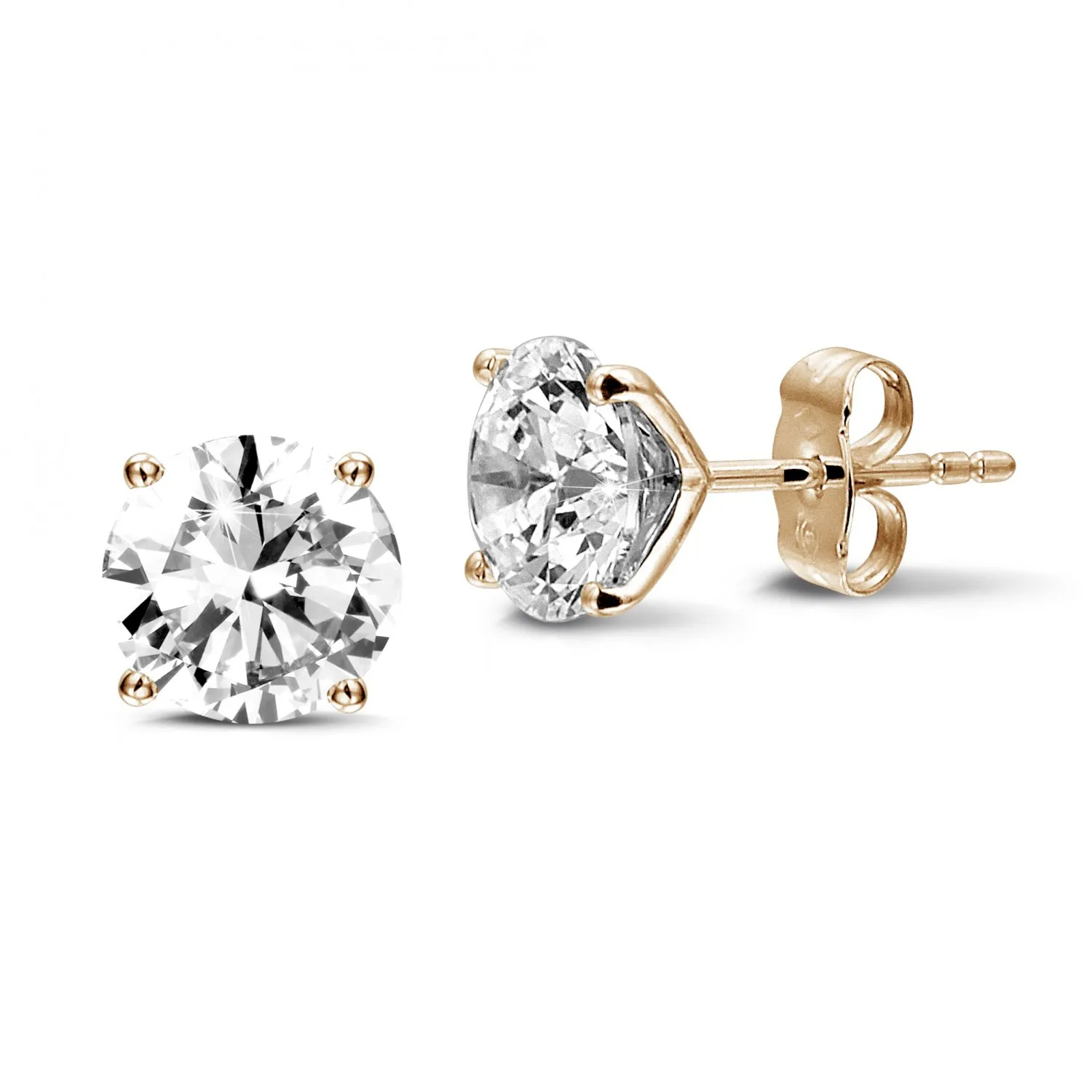 4.00 quilates pendientes diamantes clásicos en oro rojo con cuatro garras 