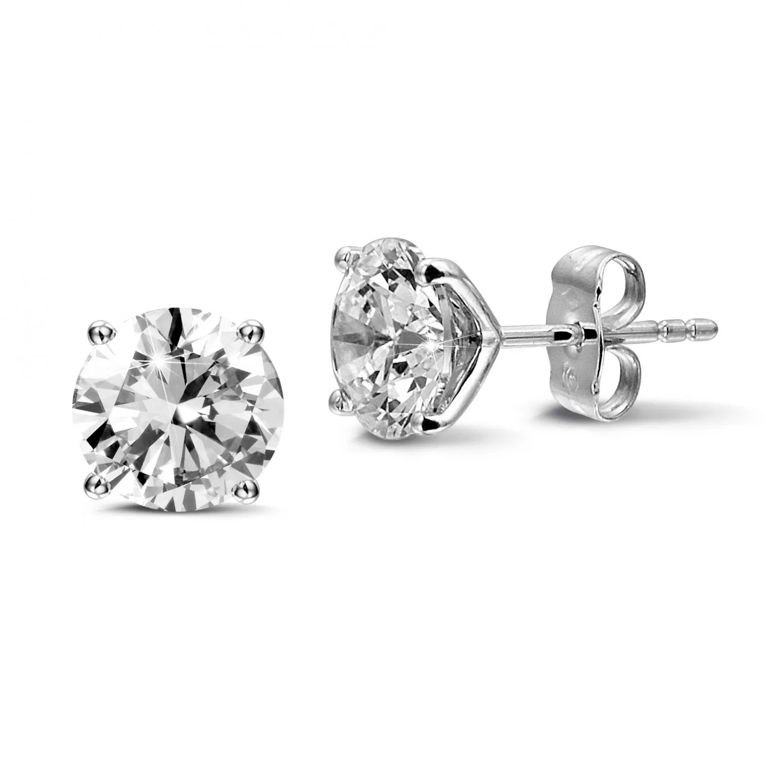 4.00 quilates pendientes diamantes clásicos en platino con cuatro garras 