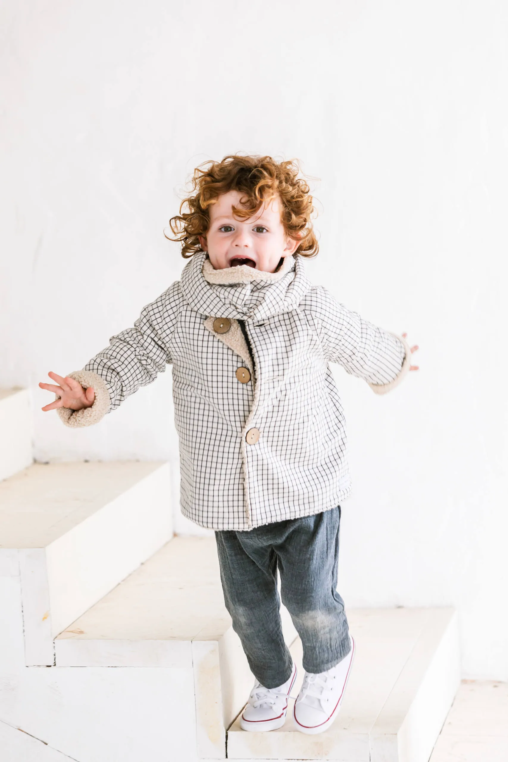 Abrigo Unisex Reversible Cuadro Mini/Borreguito