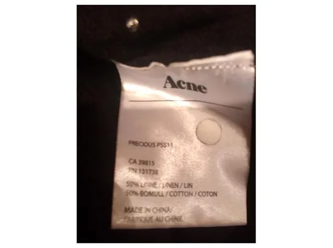 Acne Jersey de punto de lino con tachuelas de acné Precious, Talla M Negro Plata 