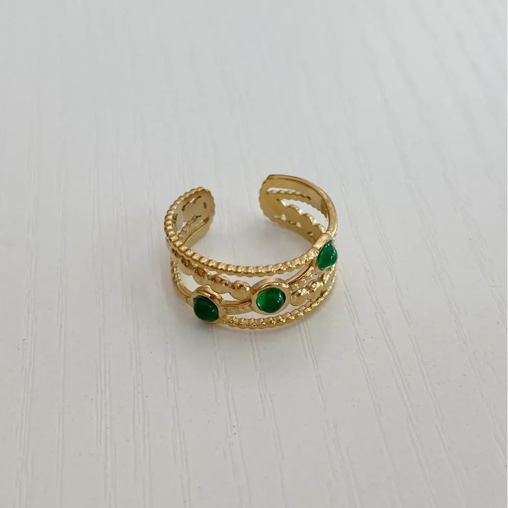Anillo Ingrid Verde Oro