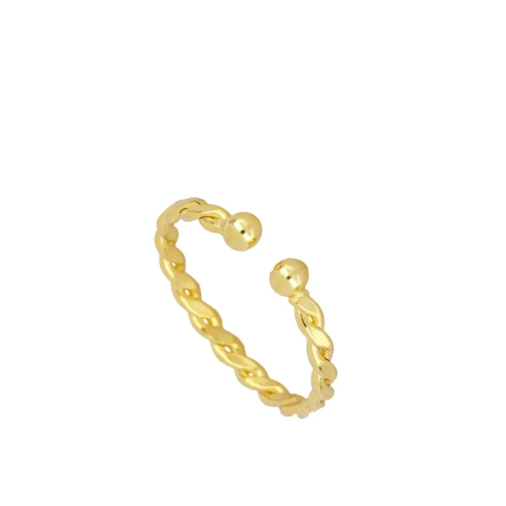 Anillo Twisted Bolitas Oro