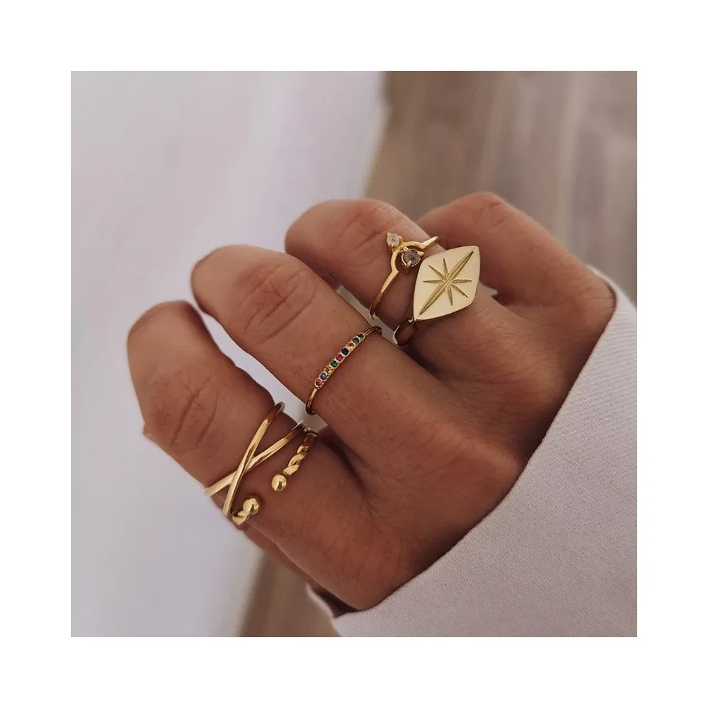 Anillo Twisted Bolitas Oro