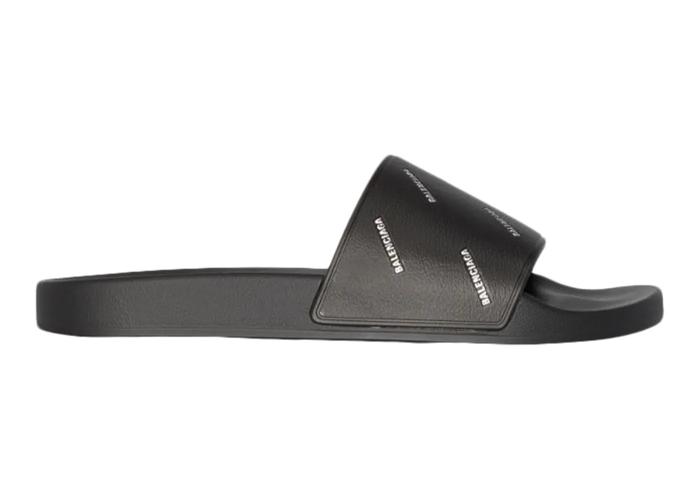 Balenciaga Pool Slides Repeat Logo Black White