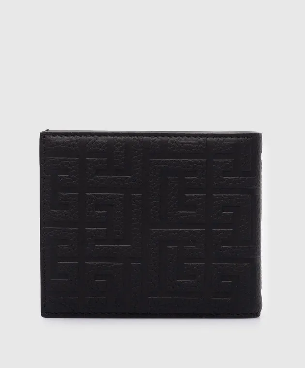 Balmain Black leather wallet with embossed PB Labyrinth monogram logo