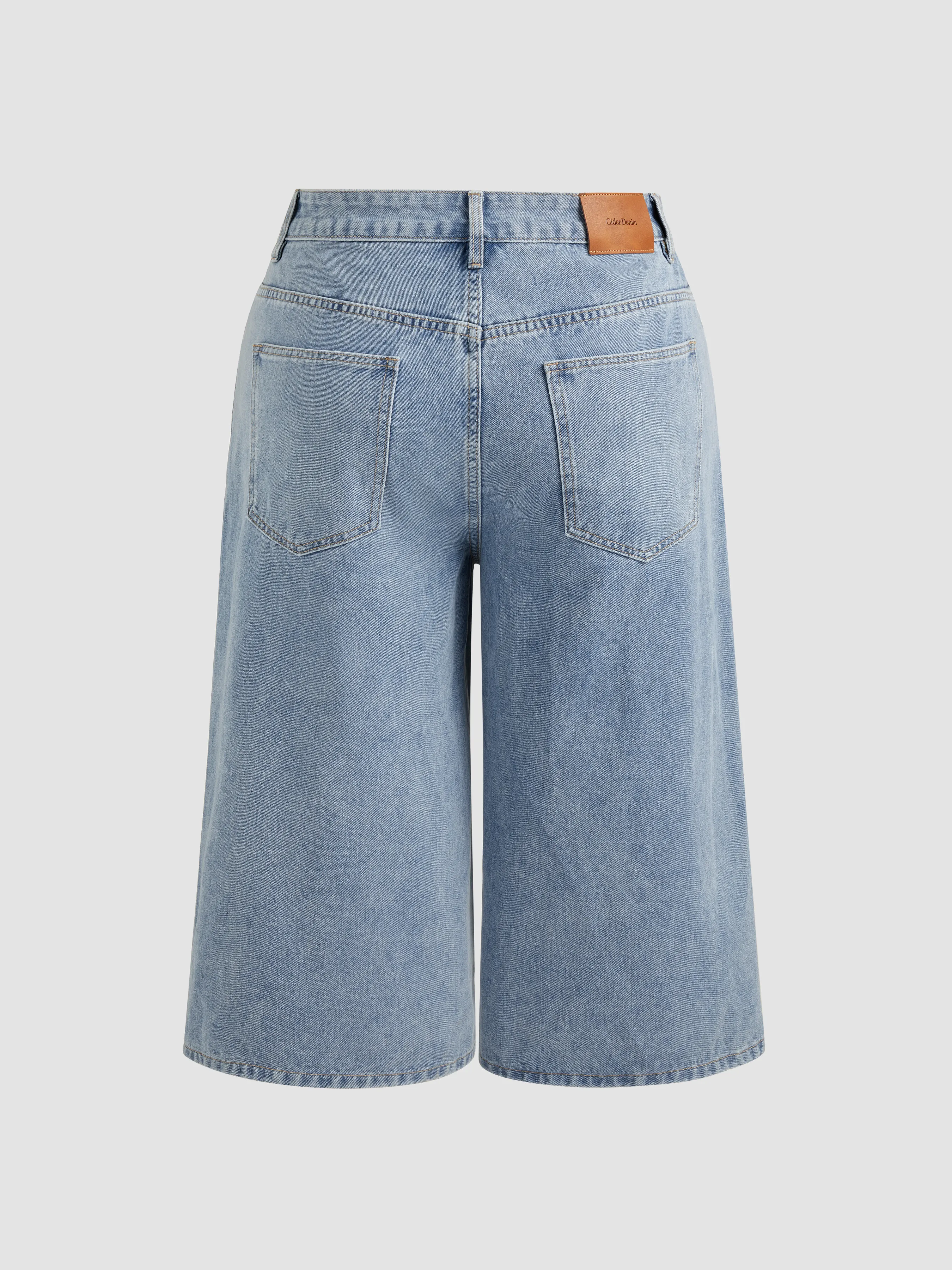 Bermudas Vaqueras de Tiro Medio y Color Liso con Bolsillos Curvy
