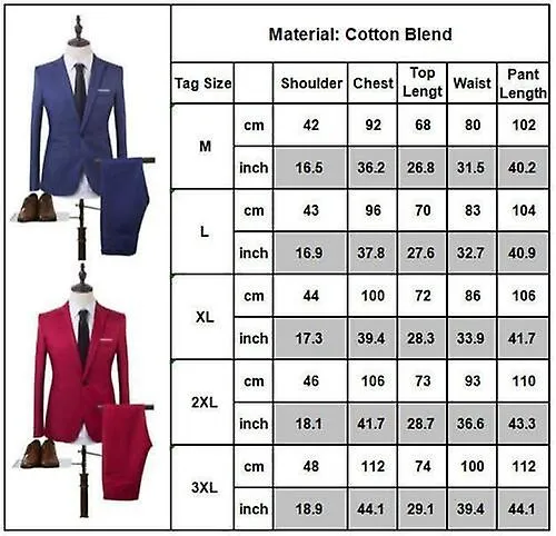 Blanco, 2 piezas / juego Traje de comodidad Slim Fit para hombre Trabajo de negocios Boda Trajes de fiesta formal Abrigo + Panta