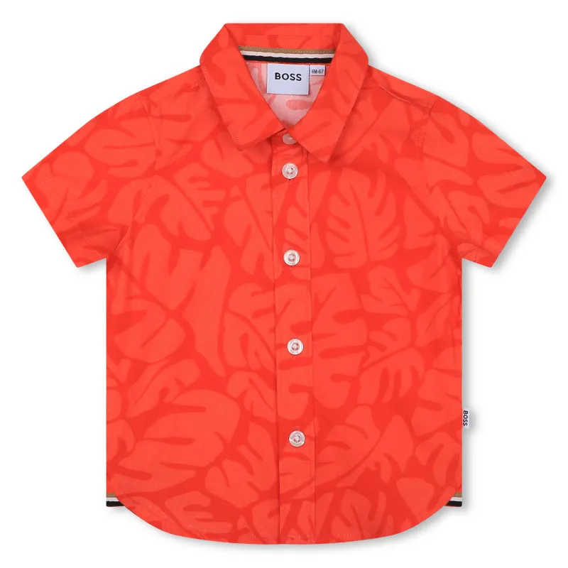BOSS Camisa con estampado de hojas