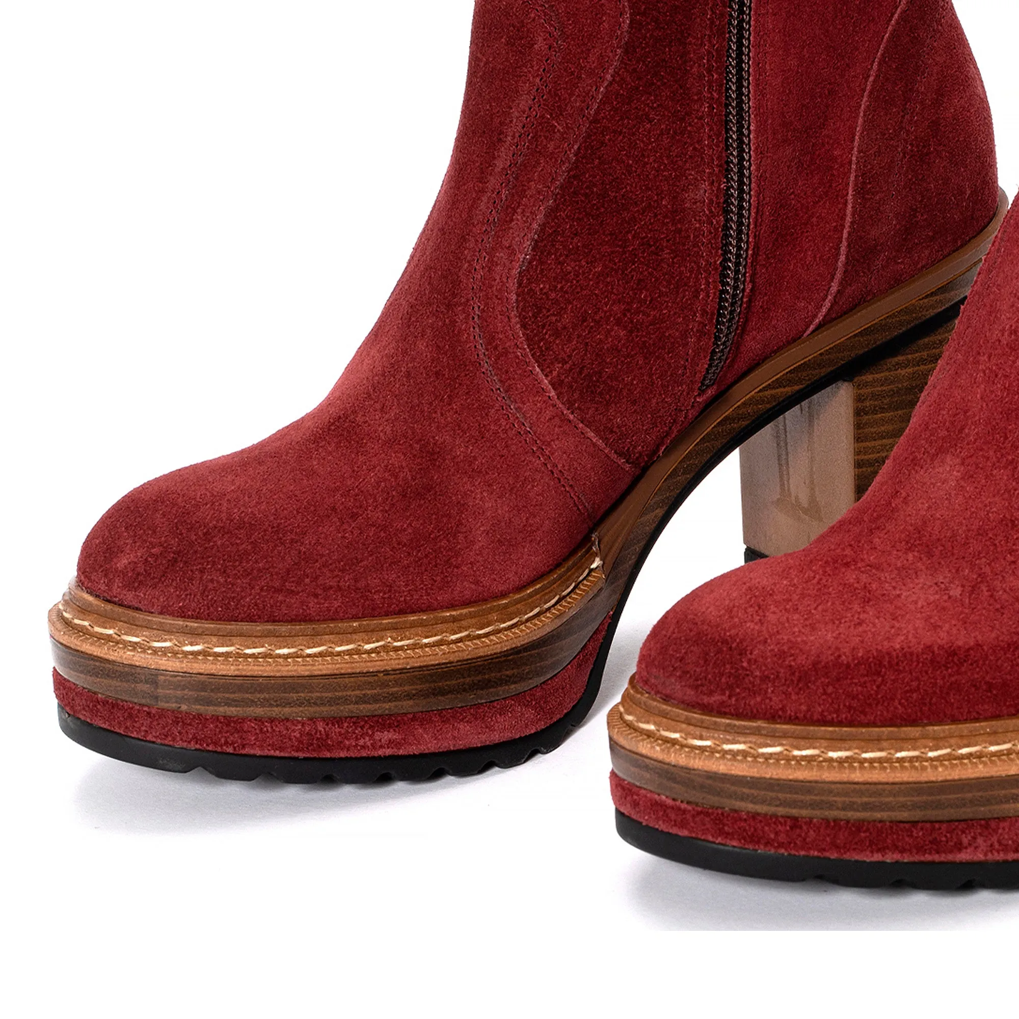 BOTIN TACON OLIVIA VELOUR RUBI