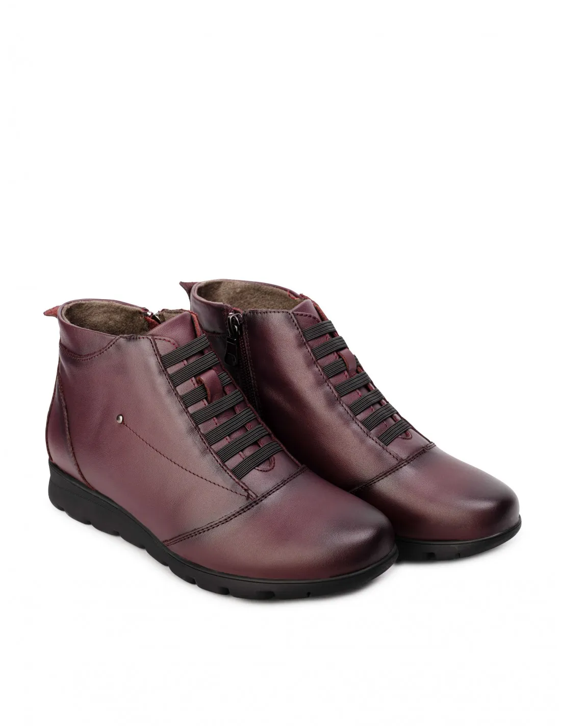 Botines Piel Burdeos Plantilla Anatómica