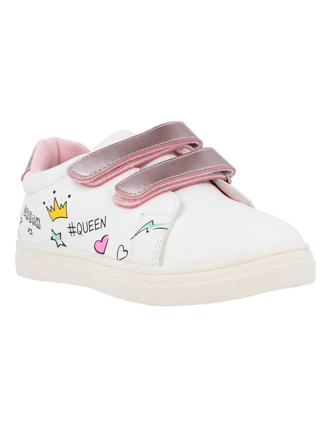 BUBBLE KIDS  DEPORTIVA VELCROS BLANCO/METALIZADO