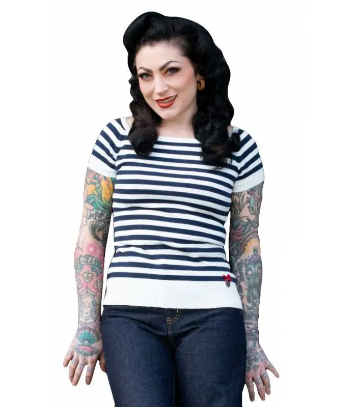CAMISETA A RAYAS PARA MUJER "THE BLUE STRIPES" (BLANCO/AZUL) / STRIPED SWEATER (WHITE/BLUE) RUMBLE59 RUM562