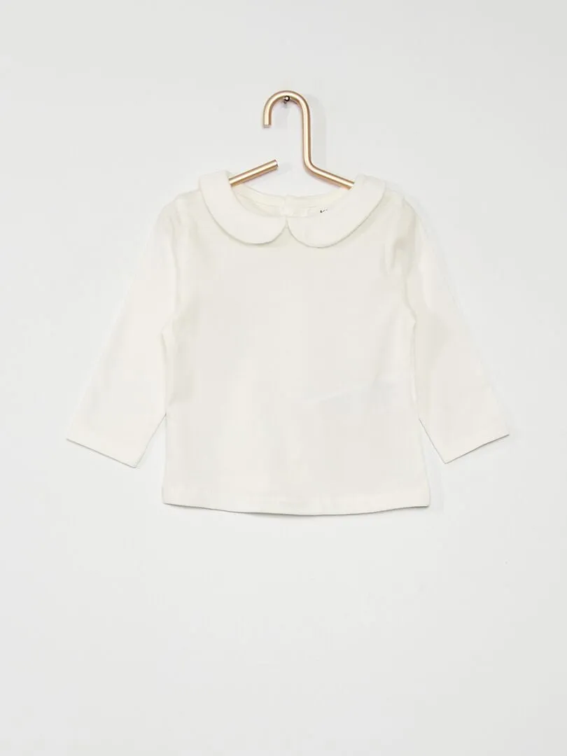 CAMISETA CON CUELLO BEBé  BLANCO