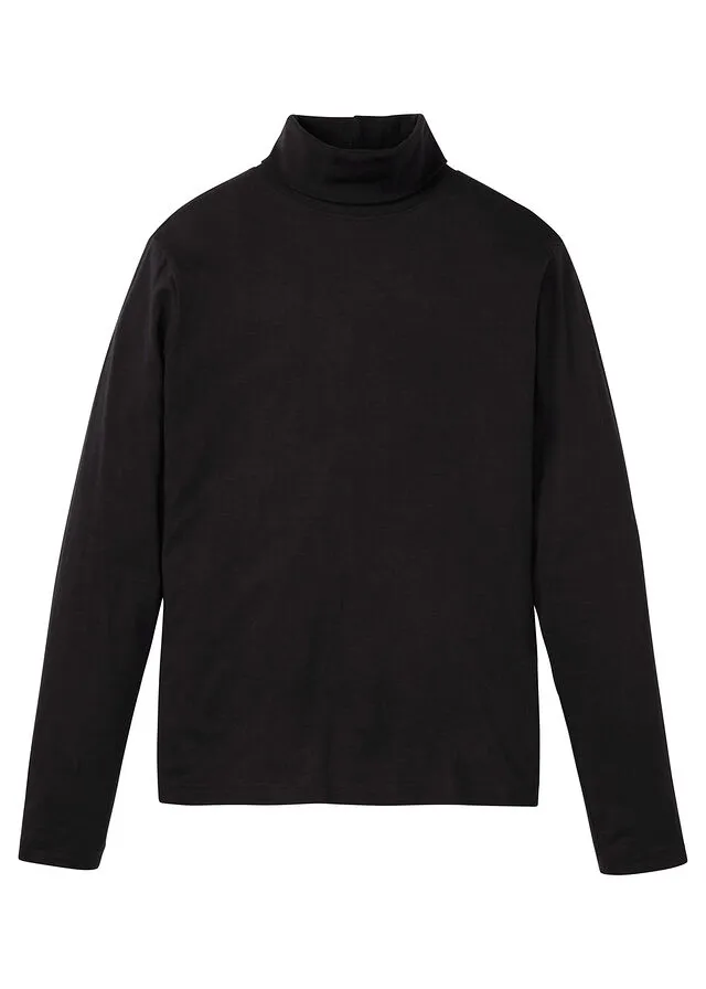 Camiseta de manga larga con cuello alto Negro