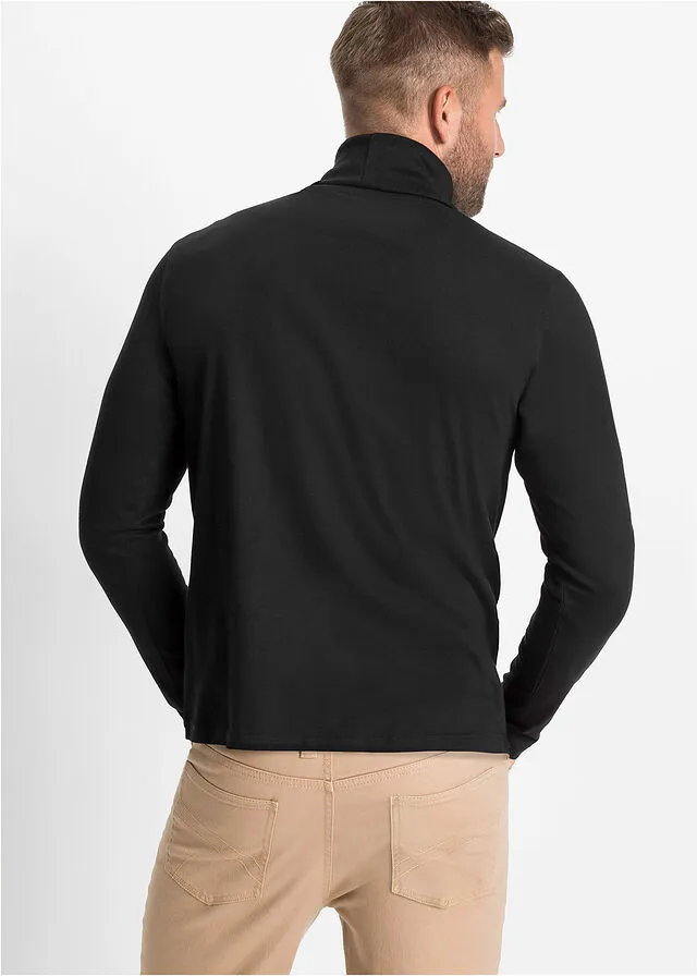 Camiseta de manga larga con cuello alto Negro