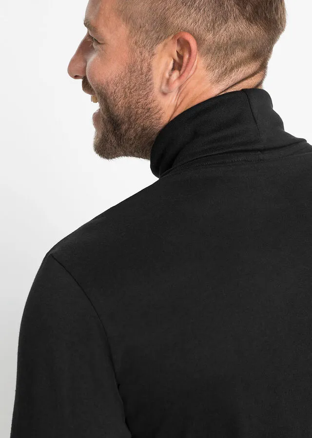 Camiseta de manga larga con cuello alto Negro