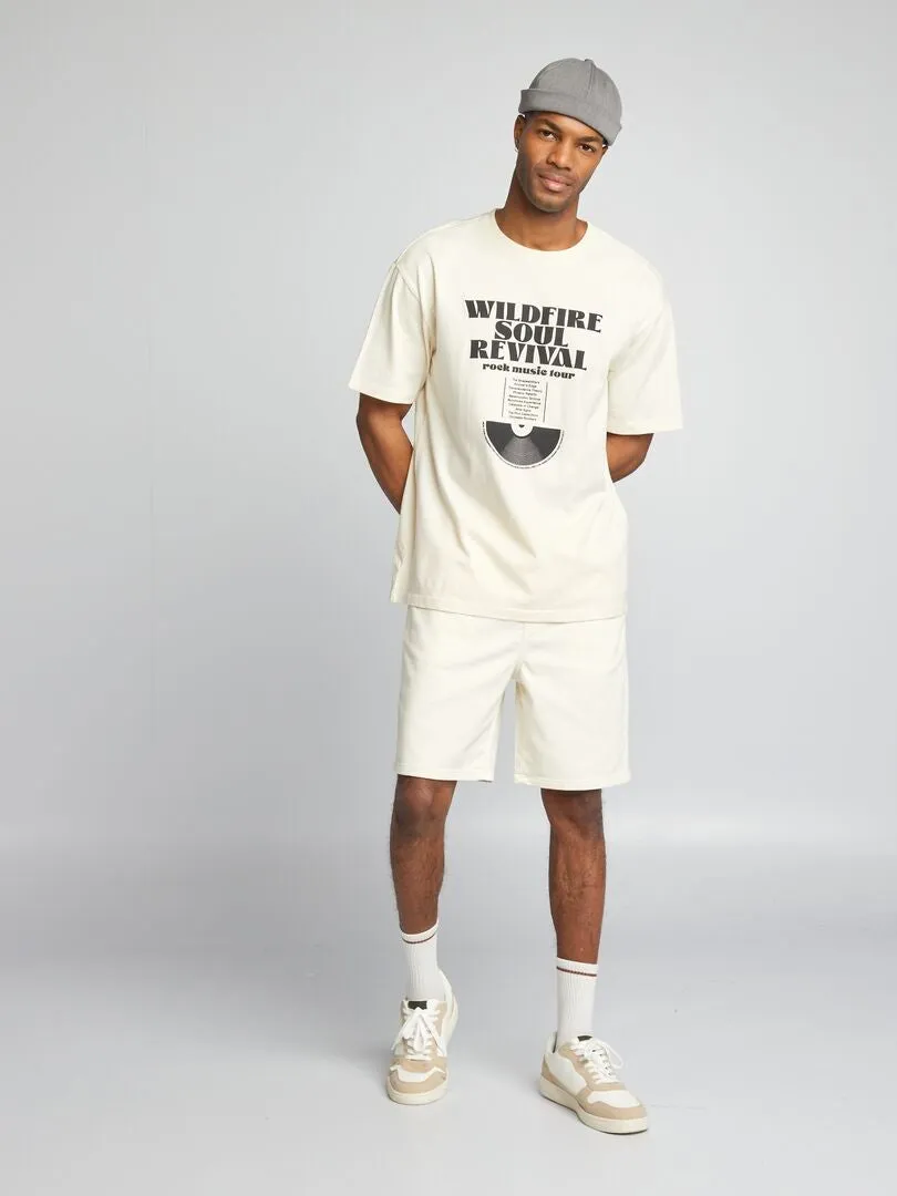 CAMISETA ESTILO OVERSIZE ESTAMPADA  BLANCO