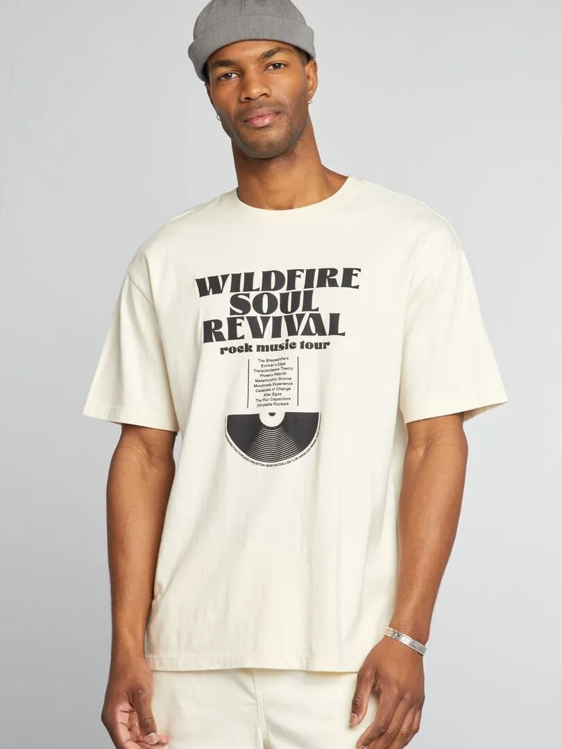 CAMISETA ESTILO OVERSIZE ESTAMPADA  BLANCO