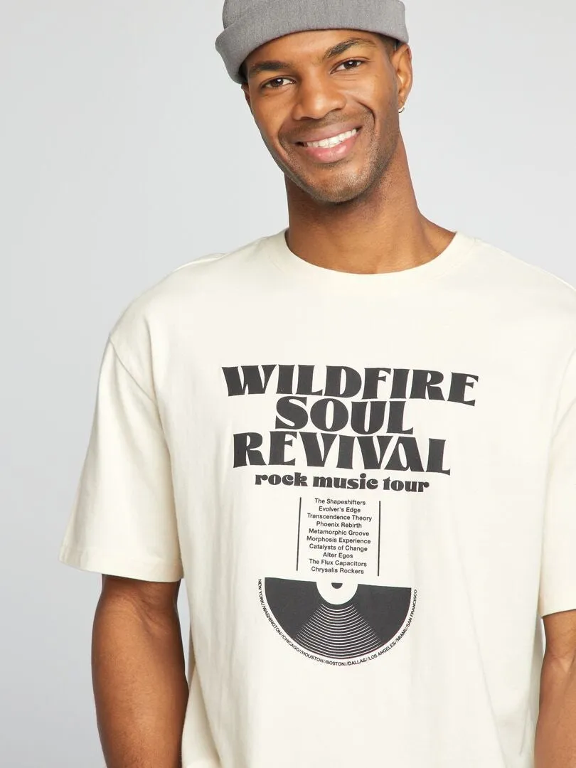 CAMISETA ESTILO OVERSIZE ESTAMPADA  BLANCO