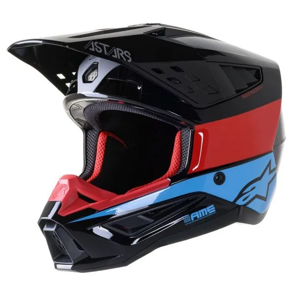 CASCO ALPINESTARS SM5 BOND BLACK RED CYAN 