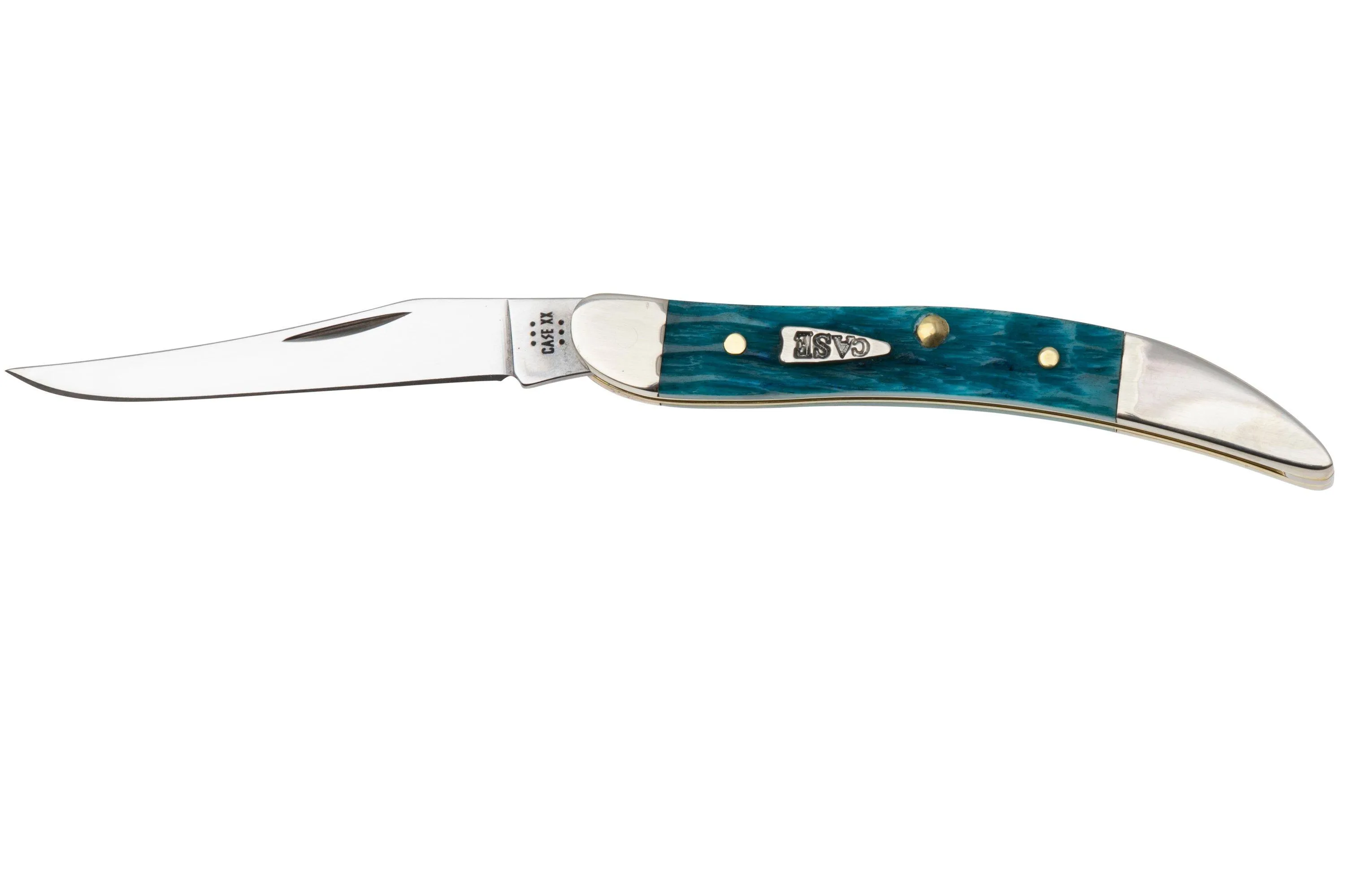 Case Small Texas Toothpick 50645 Crandall Jig Sky Blue Bone 610096 SS, navaja