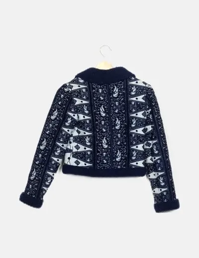 Cebra Chaqueta azul estampada