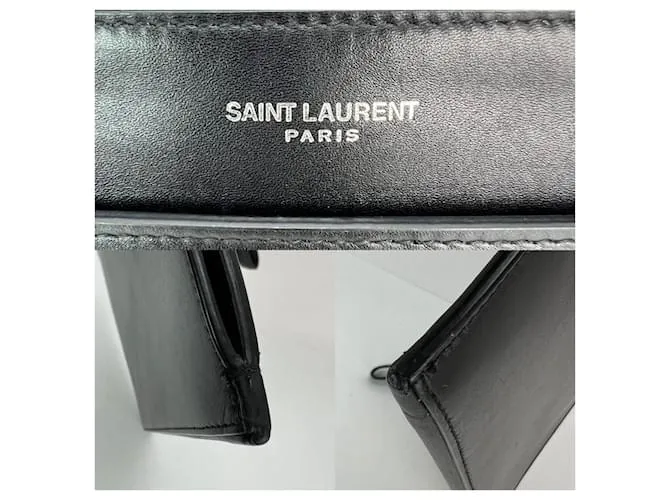 CLUTCH IPAD DE CUERO LISO NEGRO SAINT LAURENT 