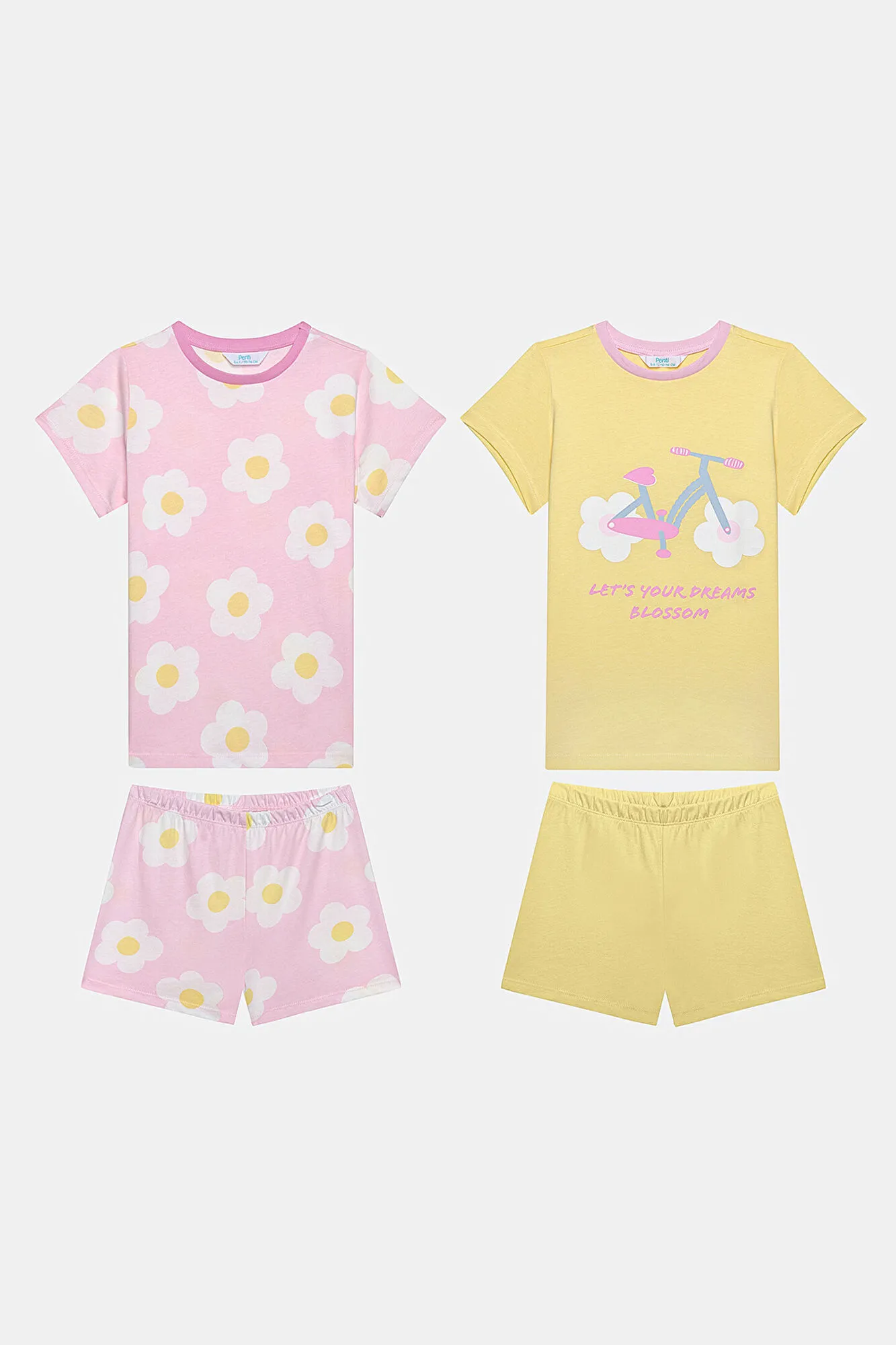Conjunto de pijama para niña floral, pack de 2 unidades