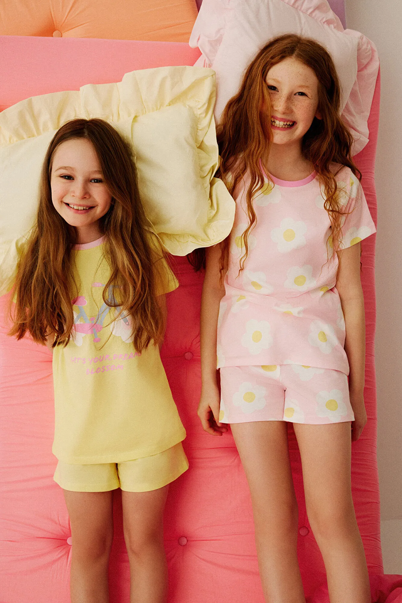 Conjunto de pijama para niña floral, pack de 2 unidades