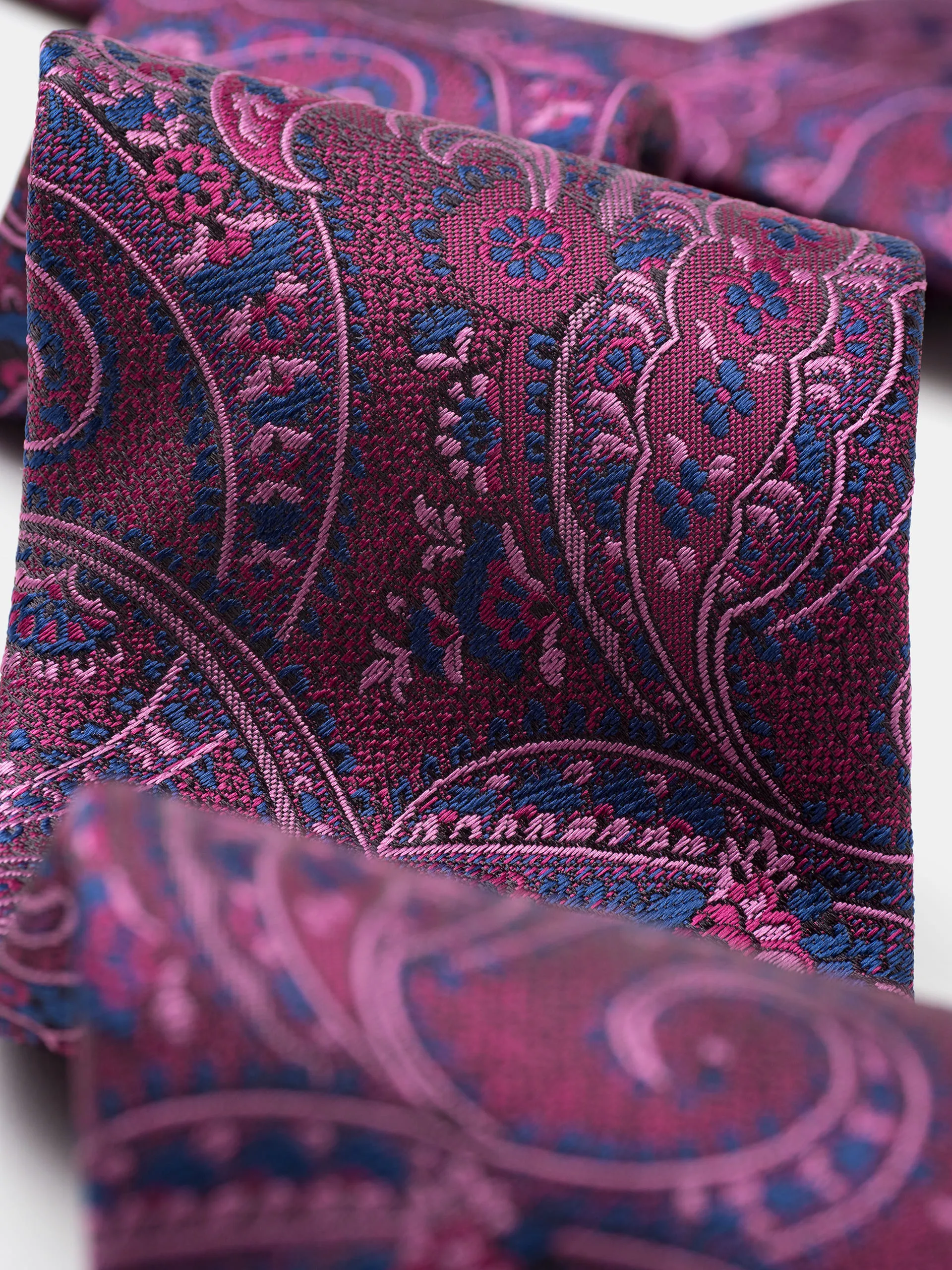 CORBATA SEDA JACQUARD AMEBAS FUCSIA Y MARINO