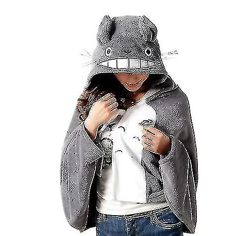 Cosplay Totoro Lovely Plush Soft Cloak Totoro Cape Cat Cartoon Cloak Coral Fleece Air Blankets Great Gifts 150*70cm