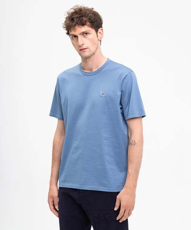 C.P. COMPANY BLUE TSHIRT WITH LOGO PATCH