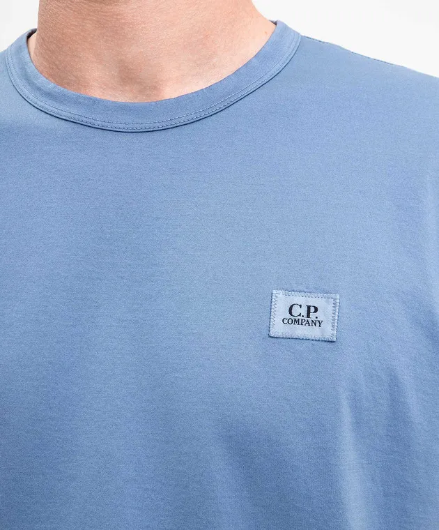 C.P. COMPANY BLUE TSHIRT WITH LOGO PATCH