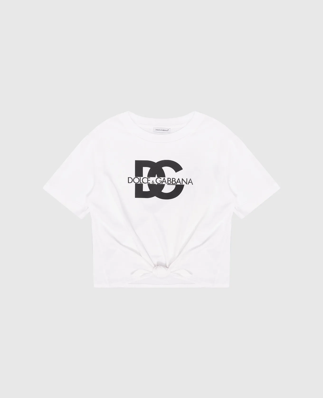 DOLCE&GABBANA CHILDREN'S WHITE TSHIRT WITH A CONTRASTING LOGO PRINT