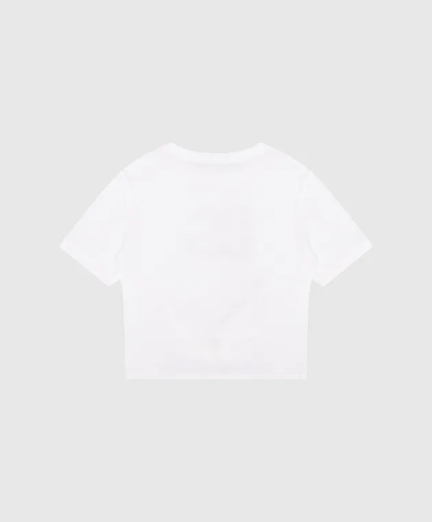 DOLCE&GABBANA CHILDREN'S WHITE TSHIRT WITH A CONTRASTING LOGO PRINT